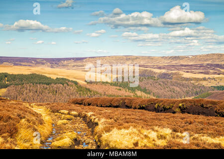 Hills over Alport Castles, Peak District National park, Derbyshire,England Stock Photo