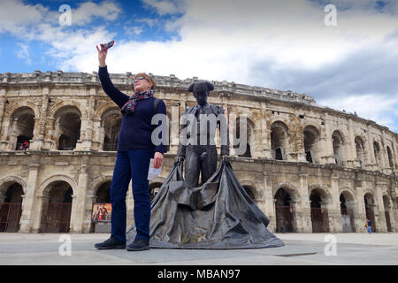 Nimes, France, 2018 Roman Amphitheatre or Arena at Nimes, Languedoc ...