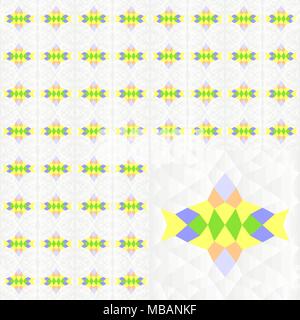 Seamless colorful geometric pattern of blue, green, yellow, brown colors on gradient gray texture. Vector illustration, EPS10. Stock Vector