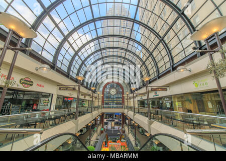 San Francisco, California - April 7, 2018: Interior of the Crocker Galleria Shopping Mall in the Financial District. Stock Photo