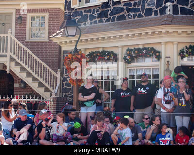 Onlookers at Festival of Fantasy Parade at Walt Disney World Magic Kingdom, Orlando, Florida 2017 © Katharine Andriotis Stock Photo