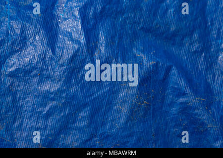 Background texture of blue plastic tarp Stock Photo