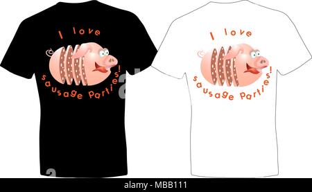 t-shirt design for the recreation sausage party fun print Stock Vector