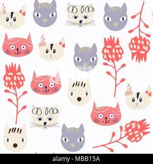 Cats abstract vector seamless pattern. It is located in swatch menu Stock Vector