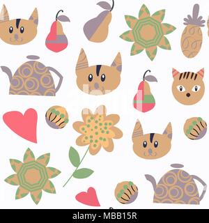 Cats nature seamless pattern in vector. It is located in swatc menu Stock Vector