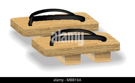 japan geta shoes footwaer on white background Stock Vector