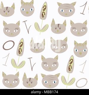 Abstract cats seamless animals nature pattern. It is located in swatch menu, vector. Cute background design Stock Vector