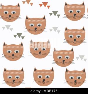 Abstract nature animals cats vector seamless pattern. It is located in swatch menu Stock Vector