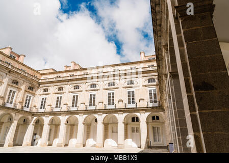 Navas de Riofrio, Spain - March 31, 2018: Main courtyard of  Royal Palace of Riofrio in Segovia. The palace was used as a hunting lodge. Stock Photo