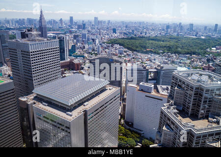 Tokyo Japan,Shinjuku,Tokyo Metropolitan Government Office No.1 Main building,observatory,45th floor,aerial view,window,city skyline,skyscrapers,high r Stock Photo