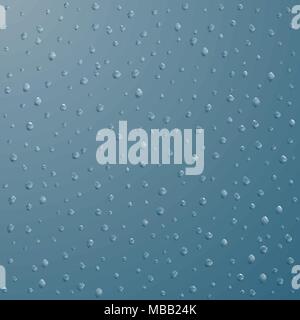 Drops of water. Rain or shower drops isolated on blue background. Vector illustration Stock Vector