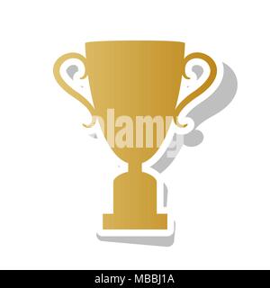 Champions Cup sign. Vector. Golden gradient icon with white contour and rotated gray shadow at white background. Stock Vector