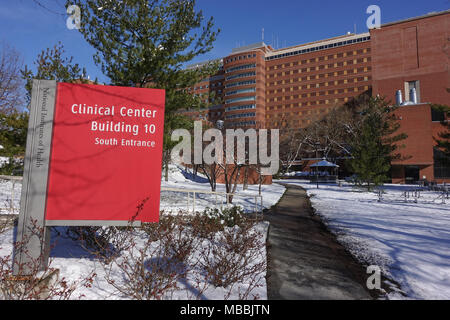 NIH, National Institutes of Health Clinical Center south entrance (Building 10) Warren Grant Magnuson Center, Bethesda, Maryland Stock Photo