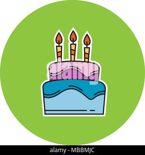vector birthday cake with burning candles Stock Vector