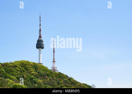 Seoul, Korea - April 26, 2017: N Seoul Tower. It's offical name is YTN Seoul Tower and commonly known as Namsan tower. It is a communication and obser Stock Photo