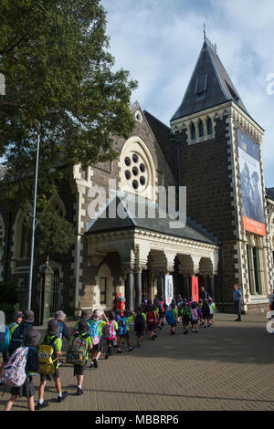 Schoolchildren on a field trip to the Canterbury Museum, ChristChurch, New Zealand Stock Photo