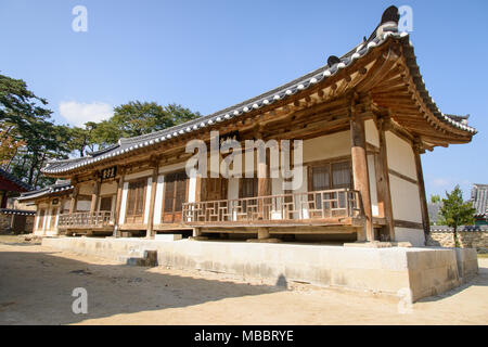 YEONGJU, KOREA - OCTOBER 15, 2014:  Jikbangjae and Ilsinjae accommodations and office for professors in Sosuseowon. Sosuseowon is the first confucian  Stock Photo