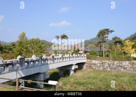 YEONGJU, KOREA - OCTOBER 15, 2014: Entrance view of Seonbichon traditional village. Stock Photo