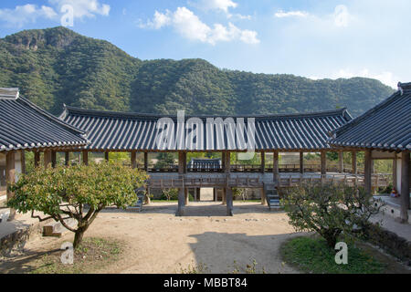 Andong, Korea - October 16, 2014: Mandaeru at Byeongsanseowon. Byeongsanseowon is the lacal academy during the Joseon dynasty located in Andoong, Kore Stock Photo