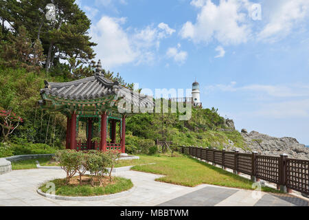 Busan, Korea - September 19, 2015: Pavilion at the garden of Nurimaru APEC House. The Nurimaru APEC is located on Dongbaekseom island and built for th Stock Photo