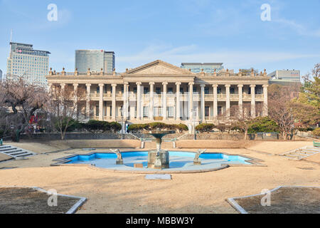 Seoul, Korea - December 9, 2015: Seokjojeon is a Western-style stone building in Deoksugung. Deoksugung is a palace located in the center of Seoul and Stock Photo