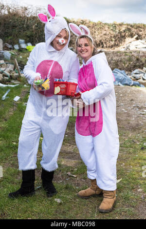 Two women dressed as Easter Bunnies. Stock Photo