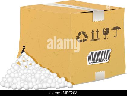 Vector torn and damaged box on white background Stock Vector