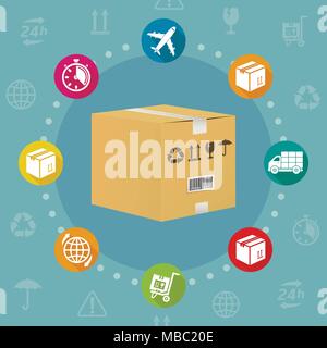 Logistics and shipment flat design style vector concept Stock Vector