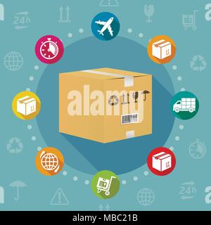 Logistics and shipment flat design style vector concept Stock Vector