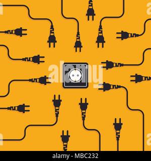 Electricity flat design concept, vector illustration Stock Vector