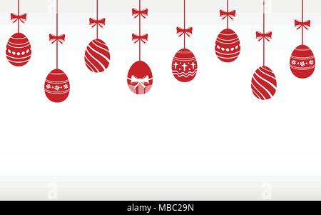 Easter hanging ornaments background. Easter banner. Vector illustration Stock Vector