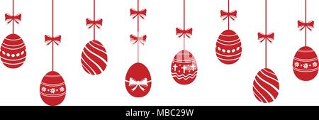Easter hanging ornaments background. Easter banner. Vector illustration Stock Vector
