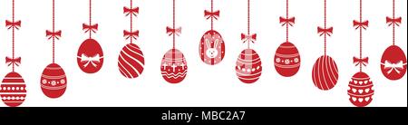 Easter eggs hanging ornaments background. Vector illustration. Stock Vector