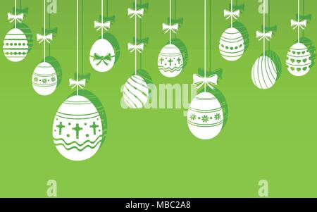 Easter eggs hanging ornaments background. Vector illustration EPS10 Stock Vector