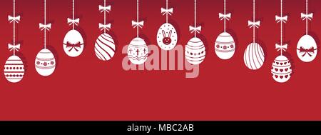 Easter eggs hanging ornaments with shadow vector background Stock Vector