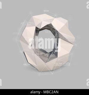 Capital latin letter O in low poly style. Stock Vector