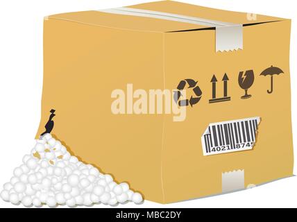 Vector torn and damaged box on white background Stock Vector