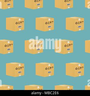 Cardboard box seamless pattern. Seamless pattern for logistic theme. Vector illustration. Stock Vector