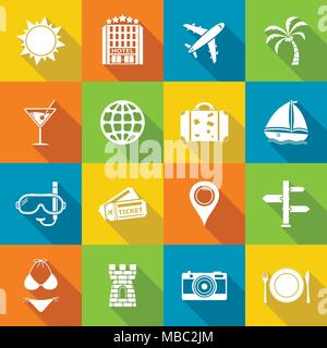 Travel icons in flat design style. Vector illustration Stock Vector