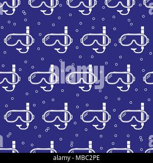 Seamless pattern with diving masks. Vector illustration. Stock Vector