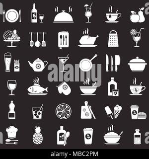 Set of cooking, kitchen tools, food and drinks icons set Stock Vector