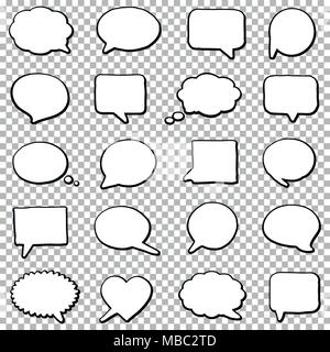 Hand drawn bubble speech set on a transparent background Stock Vector