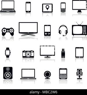 Modern digital devices and electronic gadgets icons. Vector illustration. Stock Vector