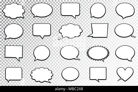 Speech Bubble Big Set. Isolated on Transparent Background. Vector Illustration. Stock Vector