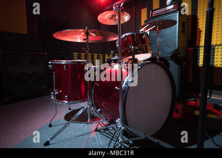 Modern Drum Set on Stage Stock Photo