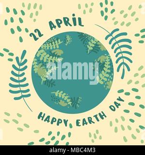 Happy earth day. 22 april. planet Earth Stock Vector