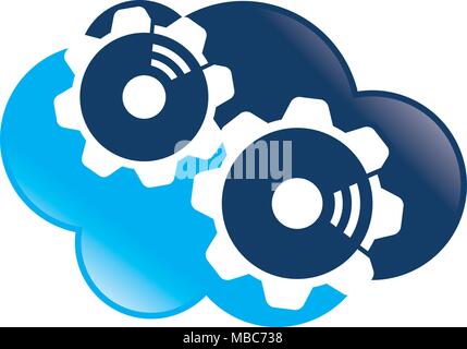 Gear Cloud Logo Design Template Vector Stock Vector