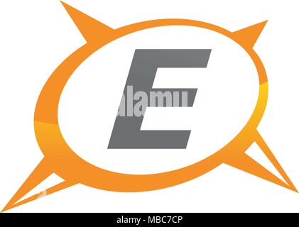 Compass Guide Solution Letter E Stock Vector