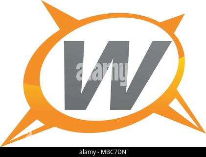 Compass Guide Solution Letter W Stock Vector