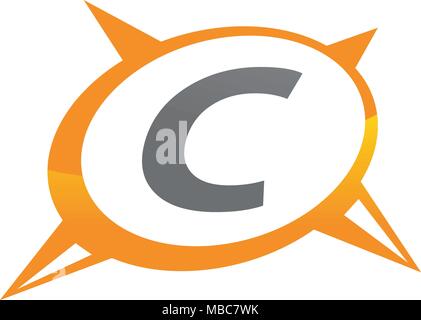 Compass Guide Solution Letter C Stock Vector